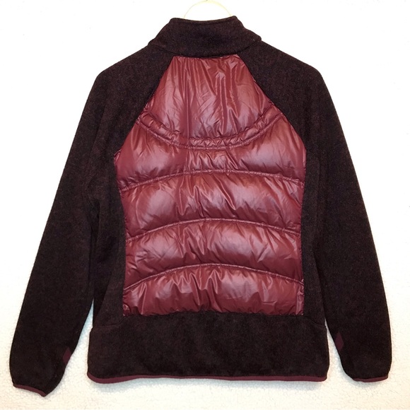 London Fog Down Filled Puffer Sweater Zip Jacket Size Large Burgundy Heather VTG - Picture 7 of 10